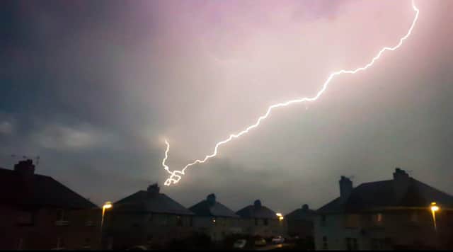 Lightning strike over Markinch. Pic: Andy Dyce.