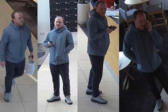 Officers are trying to trace this man after thousands of pounds of jewellery were stolen from an office.