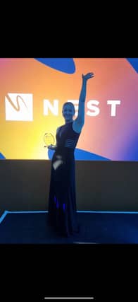 Owner, Lucy Gray receiving her first business award in 2022