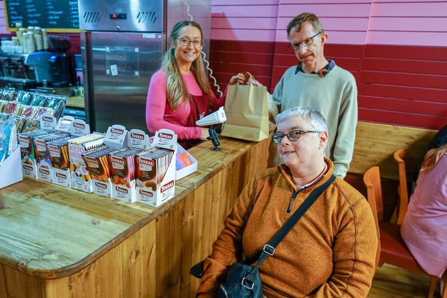 More happy customers at Toffee Hut's new unit in Mansfield's Four Seasons Shopping Centre.