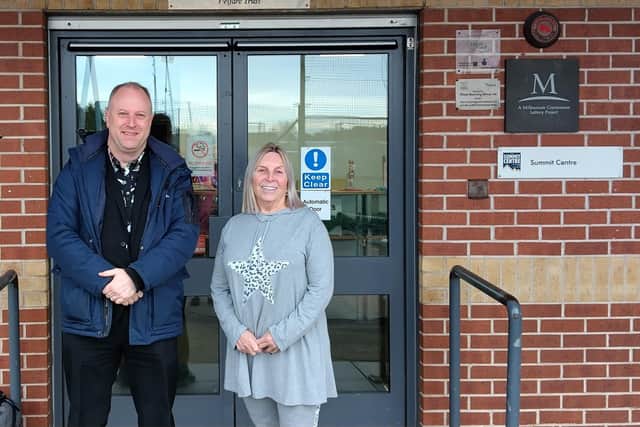 Craig Wolstenholme (Grants Assistant at CISWO) with Kay Appleby, Secretary of The Summit Centre.