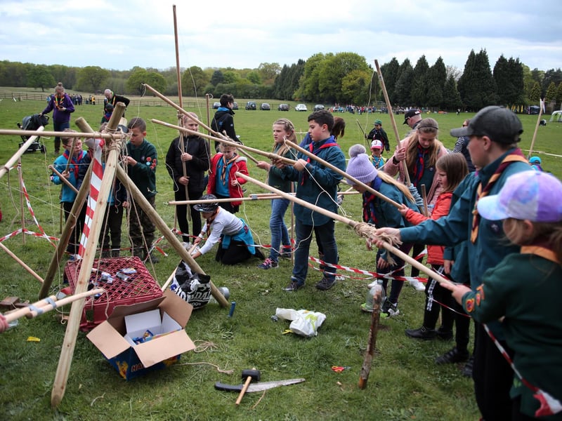 Scouts had to make their own rod and line to go fishing during a ST George's Day event at Newstead Abbey in 2019.