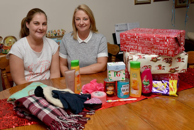 Christmas shoebox appeal fundraisers Rebecca Hope and Elaine Osborne pictured in 2016