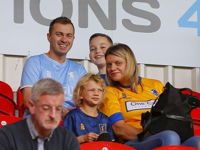 Mansfield Town fans enjoy the 3-1 win at Doncaster Rovers.