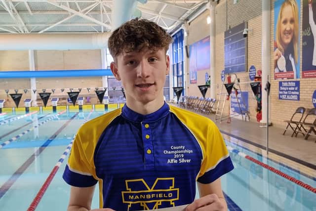 Mansfield swimming club's Alfie Silver, who won the 14/over skins event.
