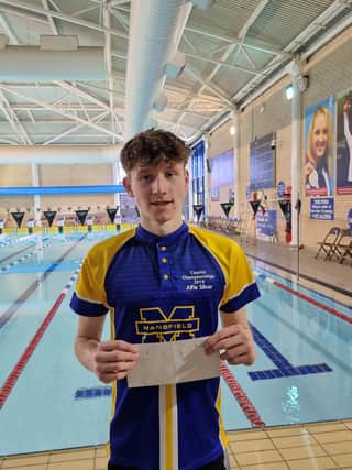 Mansfield swimming club's Alfie Silver, who won the 14/over skins event.
