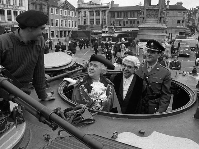 The Sherwood Foresters' Regiment in Mansfield Market Place in 1970.