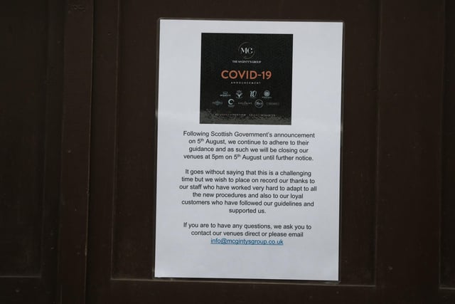 A sign at The Grill notifying customers of its closure. Picture: Andrew Milligan/PA Wire