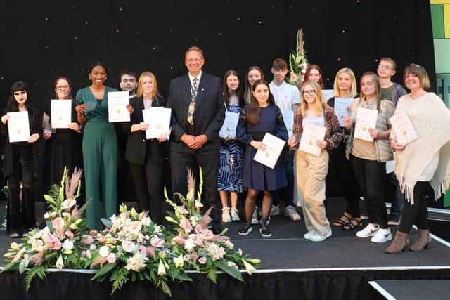 Proud award winners from the third ceremony with Andrew Cropley. Picture: Rebecca Howarth/West Nottinghamshire College