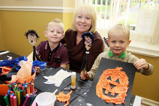2011: At the DH Lawrence Heritage Centre in Eastwood for some Hallowe'en activities are Kai Bexon, Kerry Poxon and Harvey Bexon.