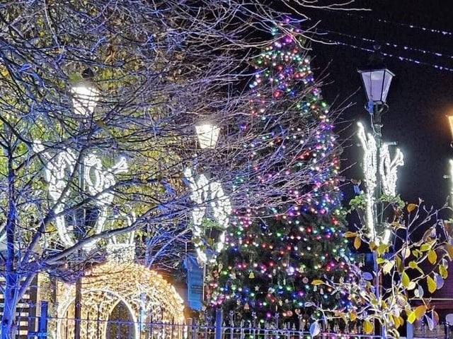 Local school children have helped decorate the town's Christmas tree.