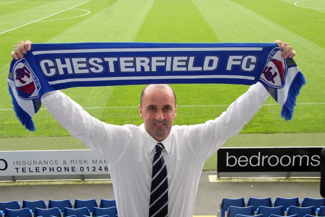 Paul Cook is pictured after being unveiled as the new Chesterfield manager on 26th October 2012. It began a spell of attacking football and success at the club.
