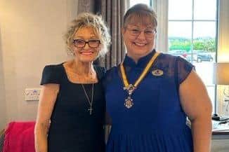 Inner Wheel Club of Warsop past president Christine Parkin presented the regalia of office to incoming president Sharlotte Somerville. Picture: Inner Wheel Club of Warsop