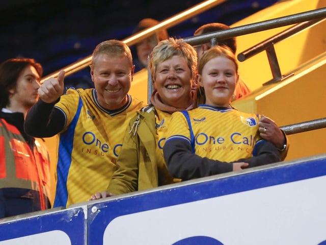 Mansfield Town fans watching the draw with Wrexham.