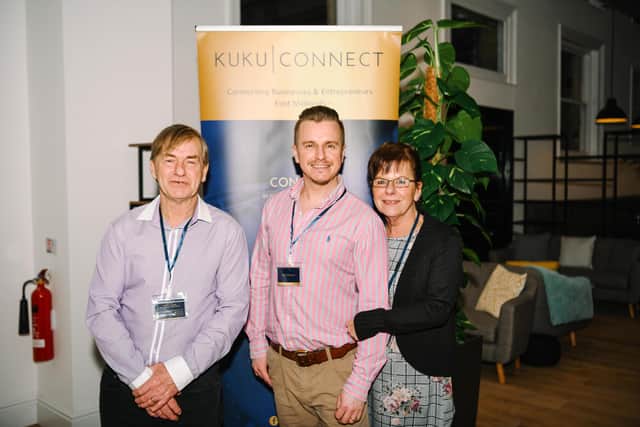 Stephen Goddard, with his parents Graham and Kathie, has been nominated for three awards. Photo: Rico Mariano