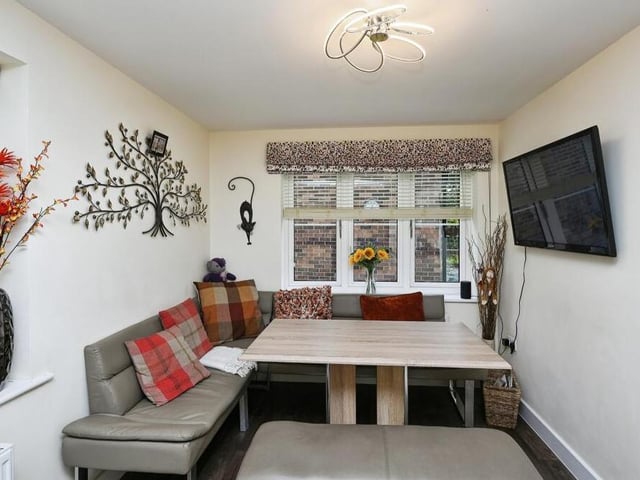 The dining area on the ground floor of the £385,000 property is a cosy retreat, ideal for family meals or for entertaining friends.