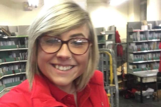 Katy Haydon in her post office uniform (Picture Katy Haydon)