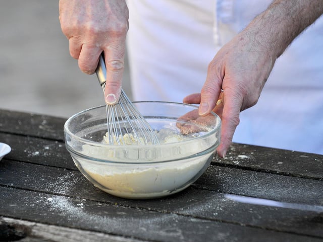 Vegan pancake cooking demonstration with David Carter of Welbeck School of Artisan Food