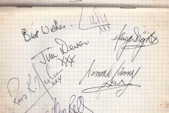 A page of Jeff's autograph book from the 1960s shows the signature of Lulu, who went on to become a superstar, and her band The Luvvers