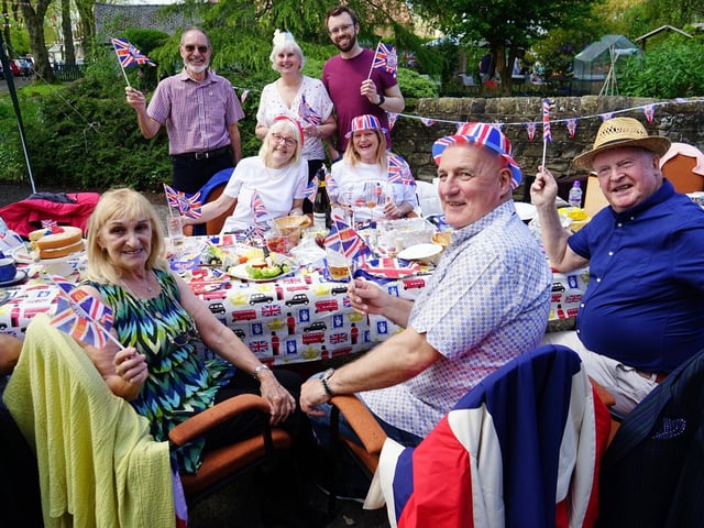 The Henstock family enjoying the festivities at Teversal's coronation street party.