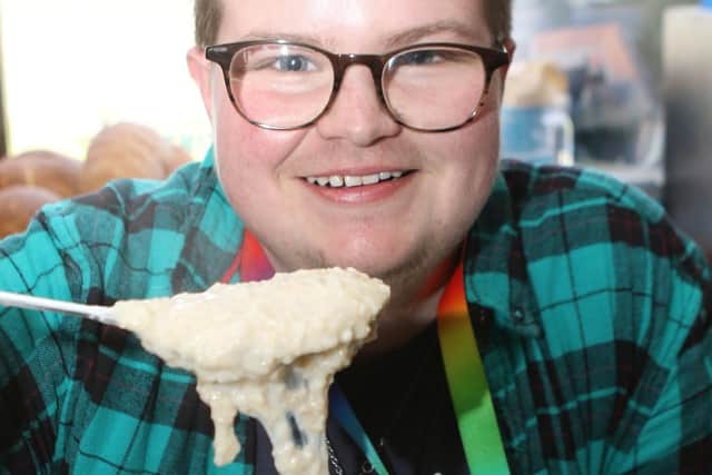 James Smalley dishes up the gruel at the medieval event in Warsop.