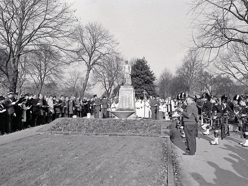 A ceremony paying tribute to the area's war dead takes place in Sutton in 1981.