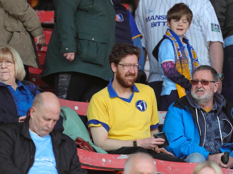 Mansfield Town fans ahead of kick-off at Swindon Town.