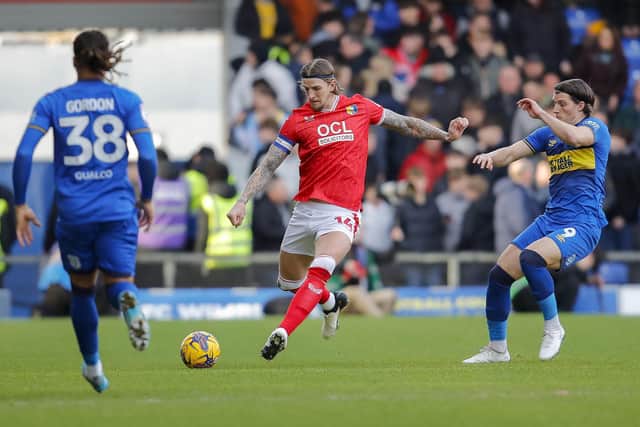 Aden Flint before his injury during the Sky Bet League 2 match against AFC Wimbledon at Cherry Red Records Stadium, 27 Jan 2024 
Photo Chris & Jeanette Holloway / The Bigger Picture.media