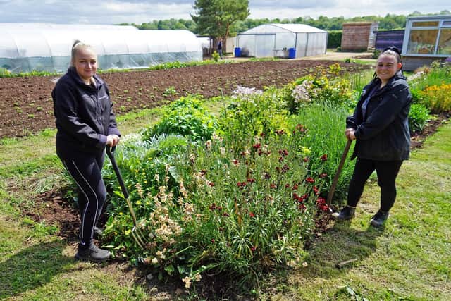 Rhubarb Farm had an open day for the National Garden Scheme. Pictured are horticultural assitants Sharna West and Keirah Bamford.