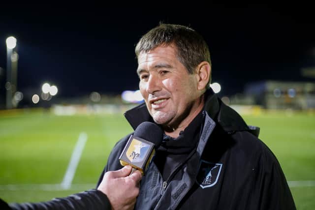 Nigel Clough is all smiles at Rodney Parade after crucial win. Photo by Chris & Jeanette Holloway / The Bigger Picture.media