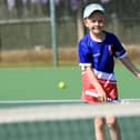 A youngster takes part in the Tennis for Kids initiative at Mansfield Lawn Tennis Club in 2018.