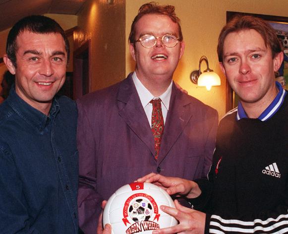 The Loversall five a side football team received a match ball in 1998.