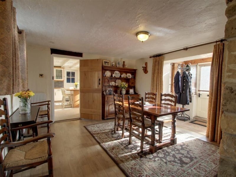 A second shot of the dining room, which is cosy but bright and leads directly from the kitchen. As you can see, there is ample space for a dining table and chairs.