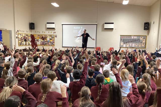Britains Tallest Man Inspiring Pupils