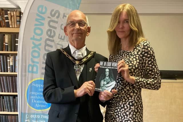 Mayor of Broxtowe, Coun David Grindell, with Sandra Reddish at her book launch