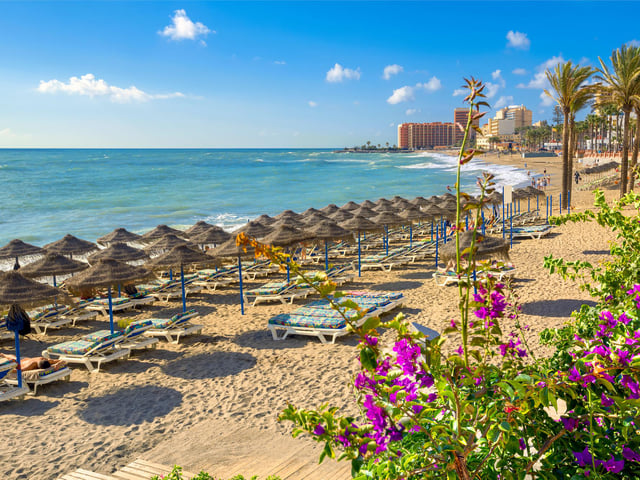 Ryanair and Jet2 both fly to Malaga, the gateway to the Costa Del Sol and resorts such as Marbella and Torremolinos on the southern Spain coast.