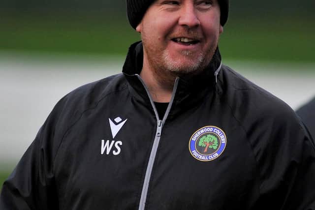 Sherwood manager Wayne Savage is all smiles as his side win again.