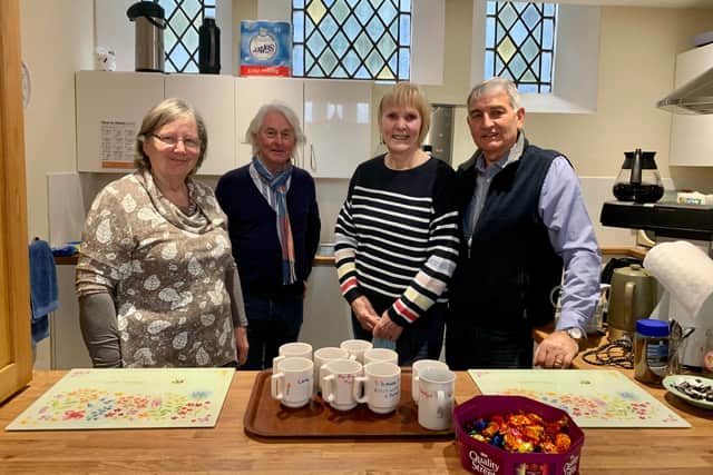 David Hammond (second from left) with volunteers at the new community cafe in Brinsley.