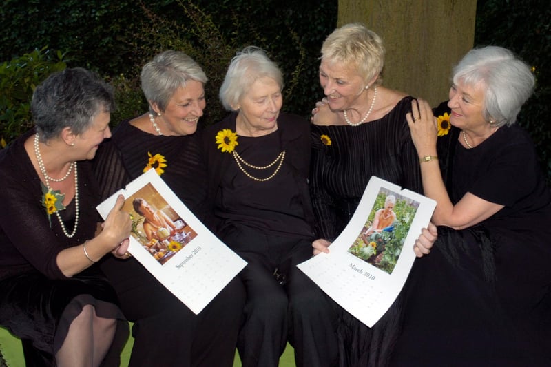 Five of the Calendar Girls came to Aston Hall to promote their latest calendar. From left, Christine Clancy,  Angela Baker, Beryl Banforth, Tricia Stuart and Linda Logan pictured in 2009