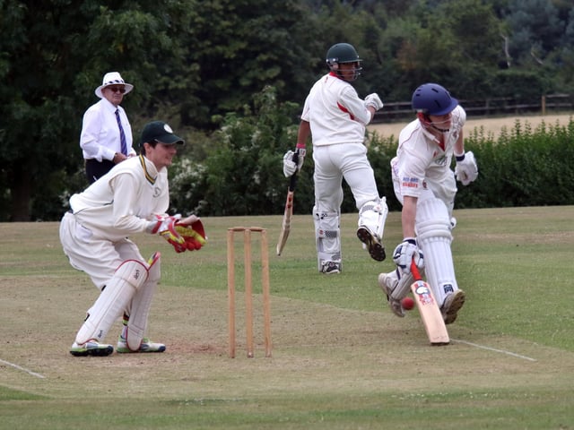 Welbeck's Ryan Haywood beats the throw as he scampers through for a single.