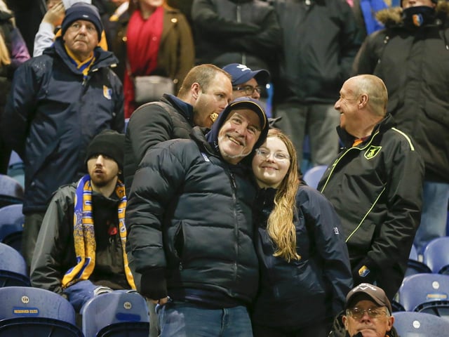Mansfield Town fans are pictured before the defeat to Bradford City.