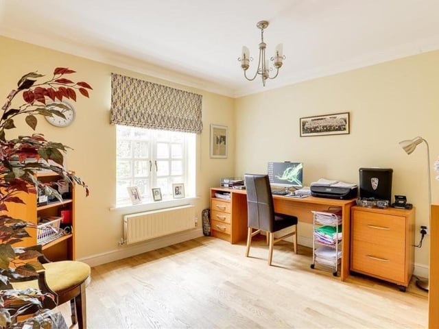 Few would regard working as a chore if it was within this pleasant study. It faces the front of the house and includes engineered wood flooring and coving to the ceiling.
