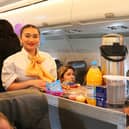 The Estonian guests enjoyed cakes on the plane courtesy of West Notts travel and tourism students