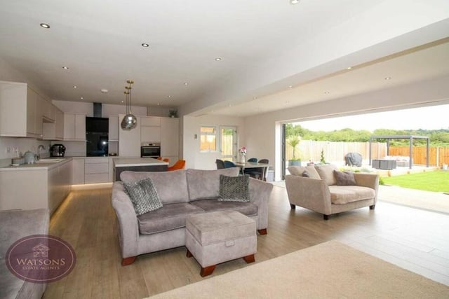 This wide-angle shot of the open-plan area confirms why the space is the hub of the £500,000 Newthorpe home.