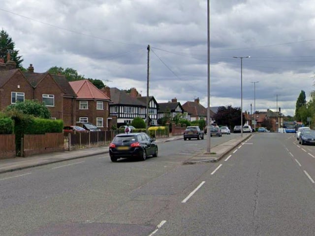 Chesterfield Road South in Mansfield, near the junction with Thorn Avenue.