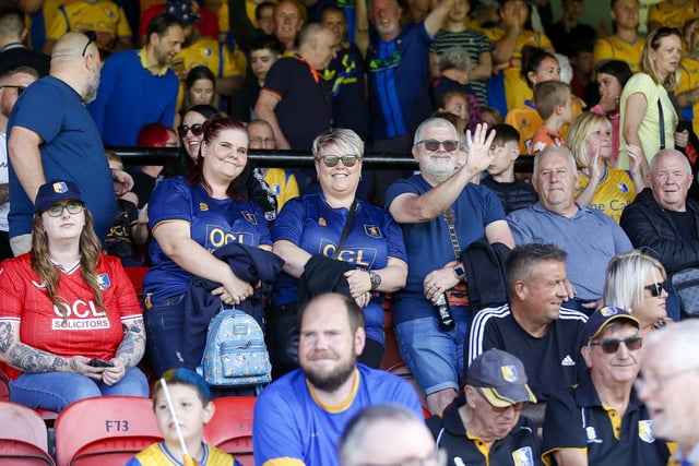 Mansfield fans at the Sky Bet League 2 match against Grimsby Town at Blundell Park, 19 August 2023. 
Photo credit should read : Chris & Jeanette Holloway / The Bigger Picture.media