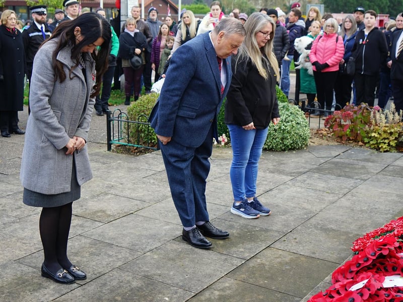 Residents gathered at the cenotaph.