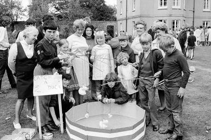 Village fun at the hook-a-duck in Bilsthorpe in 1972.