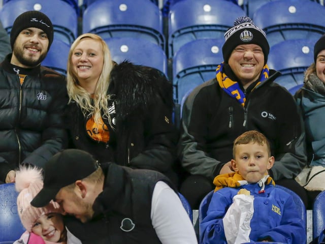Stags fans during the Sky Bet League 2 match against Bradford City AFC at the One Call Stadium, 08 Nov 2022.