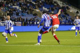 Rhys Oates fires goalwards during the Carabao Cup second round match against Sheffield Wednesday FC at Hillsborough
Photo Credit Chris & Jeanette Holloway /  The Bigger Picture.media